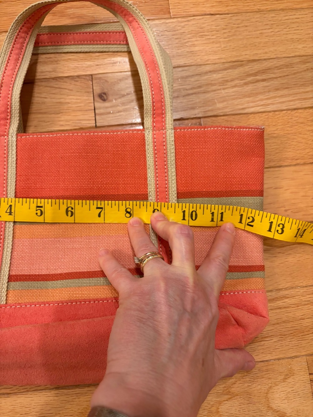 Bath and Body Works Coral Stripe Canvas Tote Bag - Women's Casual Handbag/Makeup - Picture 5 of 7